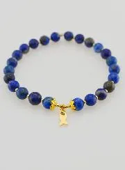 Bracelet with Lapis Lazuli 6mm and Fish Pendant