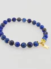 Bracelet with Lapis Lazuli 6mm and Fish Pendant