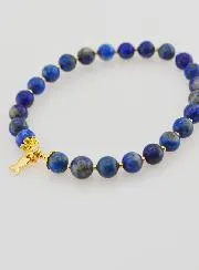 Bracelet with Lapis Lazuli 6mm and Fish Pendant