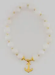 Moonstone Bracelet 8mm and Anchor Pendant