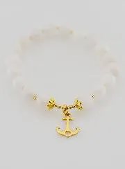 Moonstone Bracelet 8mm and Anchor Pendant