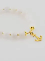 Moonstone Bracelet 8mm and Anchor Pendant