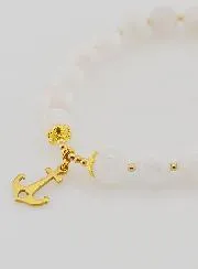 Moonstone Bracelet 8mm and Anchor Pendant