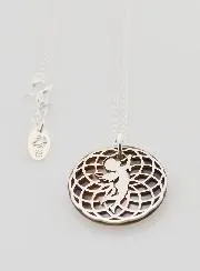 Religious Necklace Angel - Silver and Black Mother-of-Pearl