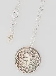 Religious Necklace Angel - Silver and Black Mother-of-Pearl