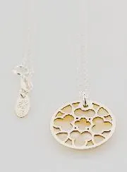 Religious Necklace Stained Glass - Silver and White Mother-of-Pearl