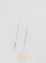 Religious Necklace Stained Glass - Silver and White Mother-of-Pearl