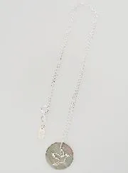 Religious Necklace Silver Dove and Black Mother-of-Pearl