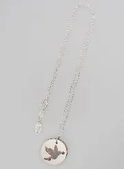 Religious Necklace Openwork Dove - Silver and Mother-of-Pearl