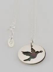 Religious Necklace Openwork Dove - Silver and Mother-of-Pearl