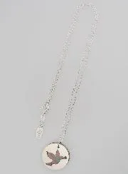 Religious Necklace Openwork Dove - Silver and Mother-of-Pearl