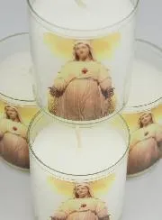 Set of 4 Votive Candles Our Lady of Pellevoisin