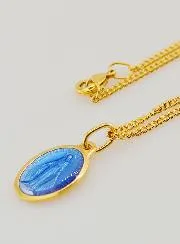 Blue Miraculous Medal with Necklace 45cm
