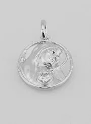 Silver Medal and Zirconia Sacred Heart of Mary - 19mm