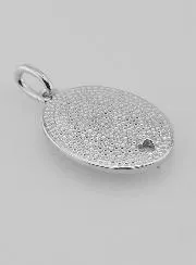 Silver Medal and Zirconia Sacred Heart of Mary - 19mm