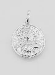 Silver and Zirconia Medal Sacred Heart of Jesus - 19mm