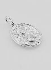 Silver and Zirconia Medal Sacred Heart of Jesus - 19mm