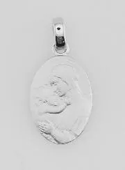 Silver Medal Virgin Mary and Child - 19mm