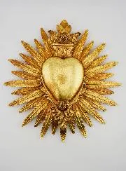 Hanging Ex Voto Heart and Feathers - 25cm