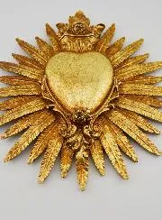 Hanging Ex Voto Heart and Feathers - 25cm