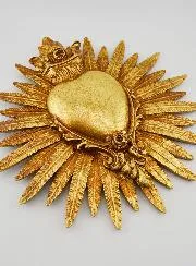 Hanging Ex Voto Heart and Feathers - 25cm