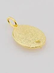 Gold Plated Medal and Zircon Sacred Heart of Mary - 19mm