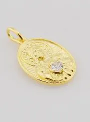 Gold Plated Medal and Zirconium Sacred Heart of Jesus - 19mm