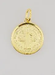 Gold Plated Saint Benedict Medal with Rim - 18mm