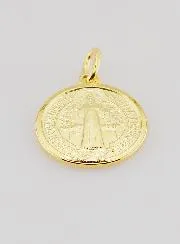 Gold Plated Saint Benedict Medal with Rim - 18mm