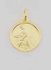 Gold Plated Medal Guardian Angel and Child - 18mm