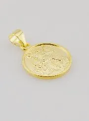 Gold-plated Medal with Rim - St Michael the Archangel - 14mm