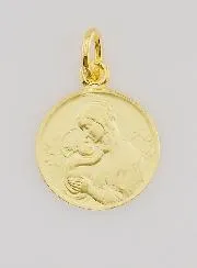 Gold-Plated Medal Botticelli's Virgin Mary - 16mm