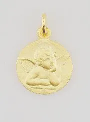 Gold Plated Medal 16mm - Angel Raphael