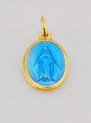 Miraculous Medal in Gold Plated Silver and Enamel - 17mm
