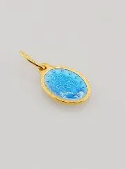 Miraculous Medal in Gold Plated Silver and Blue Enamel - 10mm