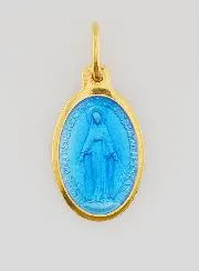 Miraculous Medal Blue Enamel - 17mm