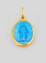 Miraculous Medal Blue Enamel - 17mm