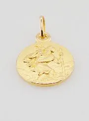 Gold Plated Saint Christopher Medal - 14mm