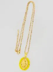 Miraculous Medal and Necklace - Yellow Beads