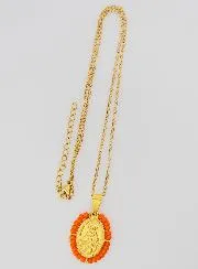 Miraculous Medal + Necklace - Orange Beads