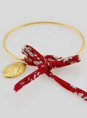 Bangle Bracelet Red Liberty and Miraculous Medal