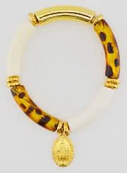 Religious Bracelet Miraculous Medal - Leopard Print
