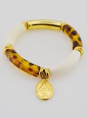 Religious Bracelet Miraculous Medal - Leopard Print