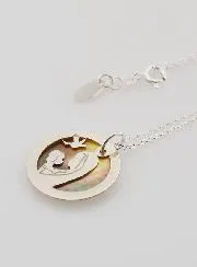 Necklace Madonna and Child with Dove - Silver and Mother-of-Pearl
