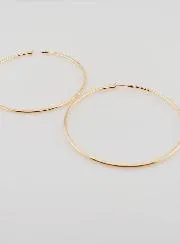 Creole Earrings 2mm Gold Plated - 70mm
