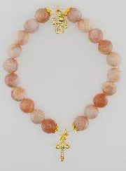 Sunstone Bracelet 8mm - Angel and Cross