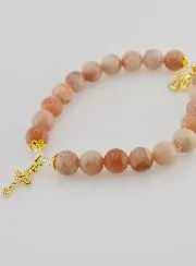 Sunstone Bracelet 8mm - Angel and Cross