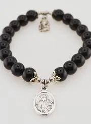 Bracelet Black Agate 8mm - Our Lady of Mount Carmel