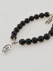 Bracelet Black Agate 8mm - Our Lady of Mount Carmel
