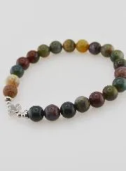 Religious Bracelet Indian Agate 8mm and Cross